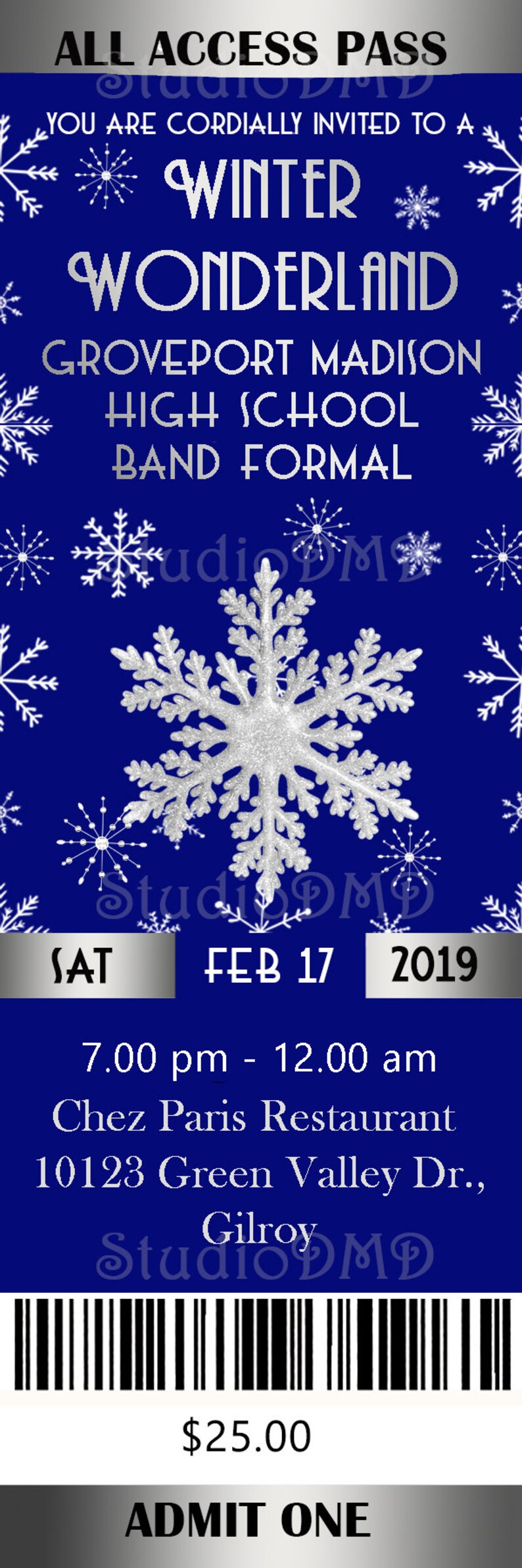Winter Wonderland Invitation Band Formal Invitation Ticket Etsy