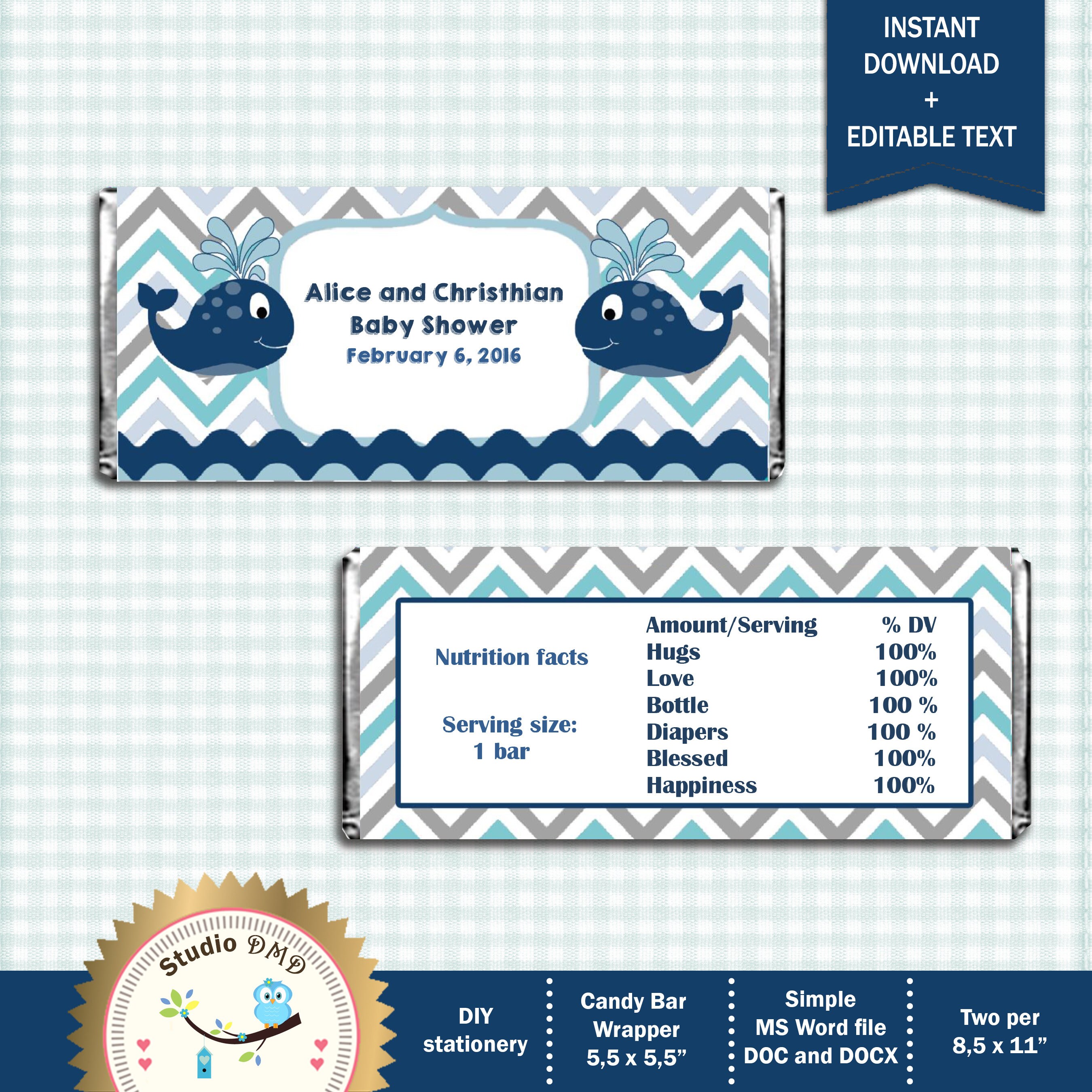 Printable Candy Bar Wrapper Hershey's Chocolate Wrapper | Etsy