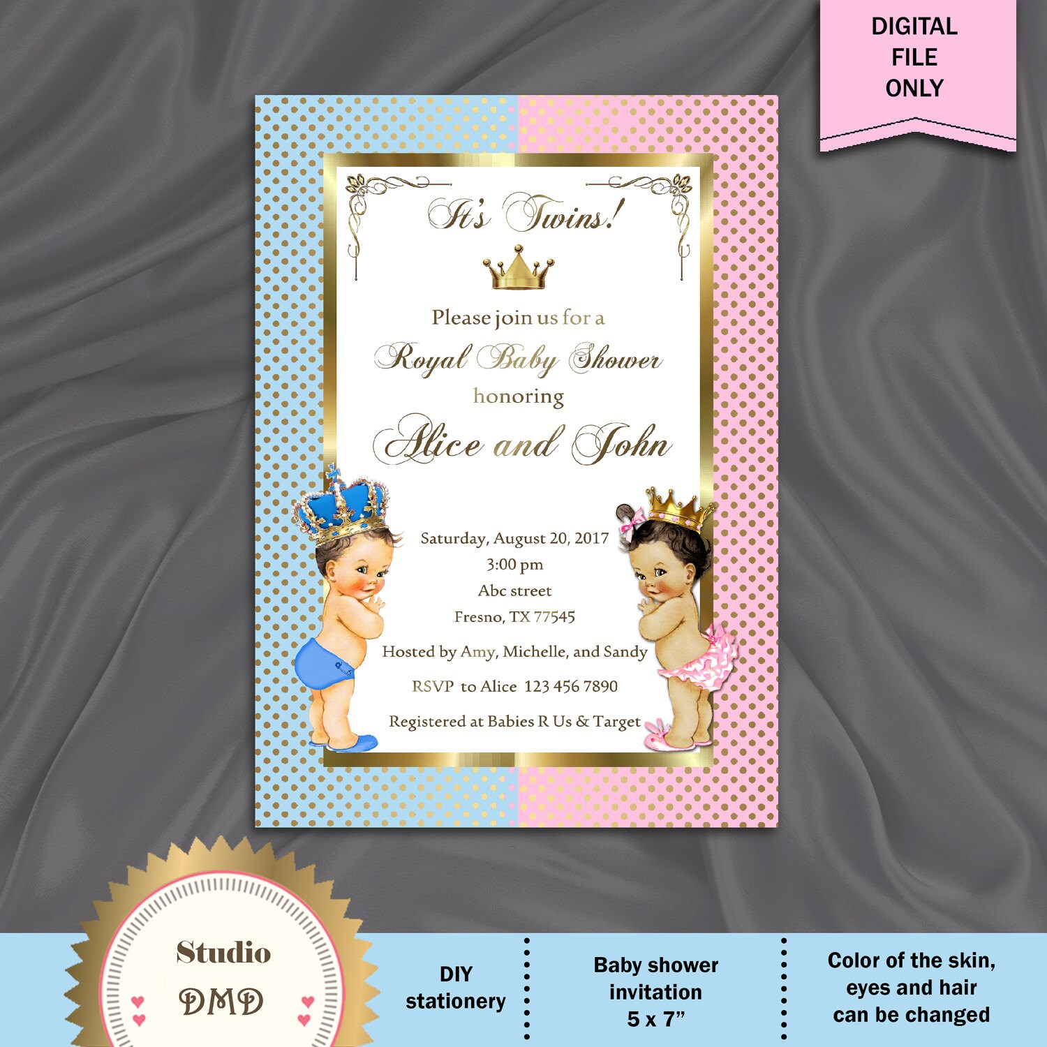 Printable Prince and Princess Baby Shower Invitation Royal | Etsy
