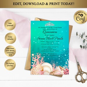 Quinceañera Invitation, Under the Sea Invitation, Birthday Invitation ...