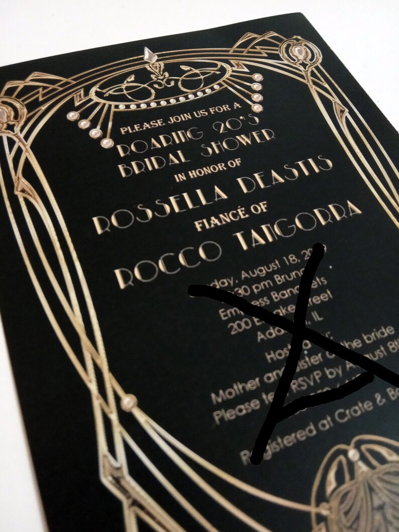 Great Gatsby Style Art Deco Wedding Invitation Suite with