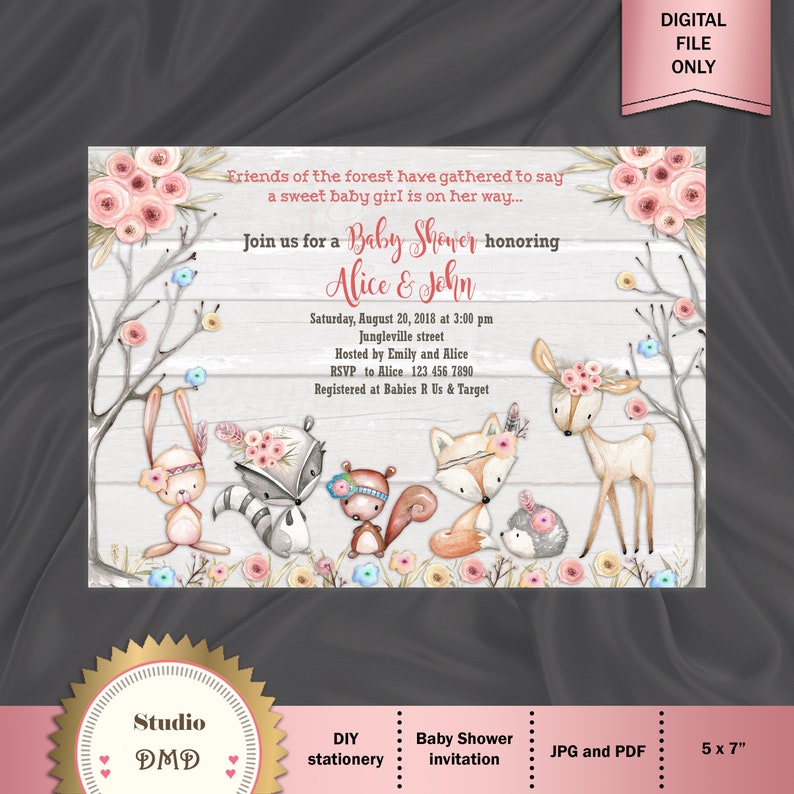 Forest Friends Baby Shower Invitation Forest Animals Etsy