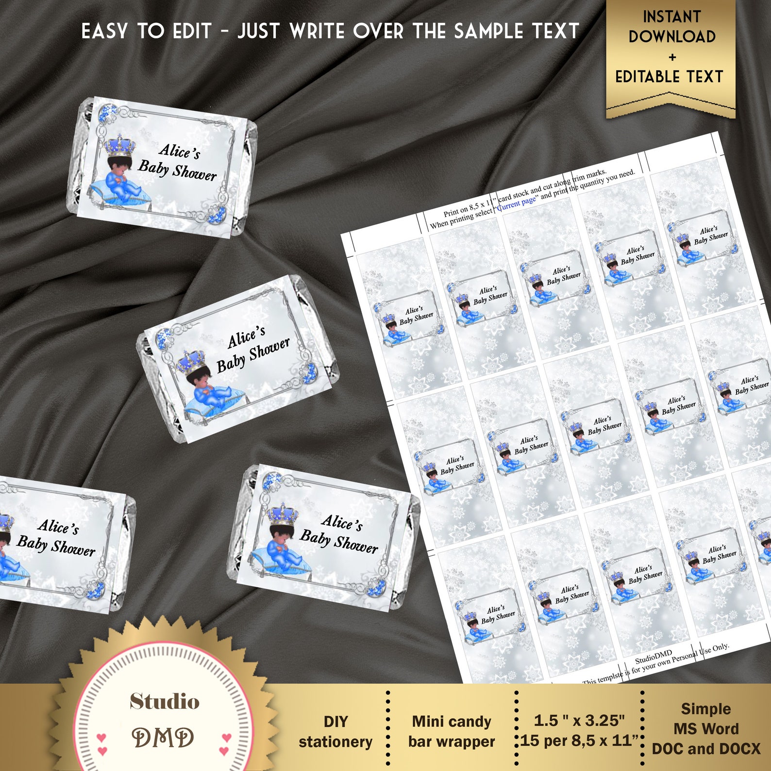 Printable Mini Candy Bar Wrapper Mini Hershey's - Etsy