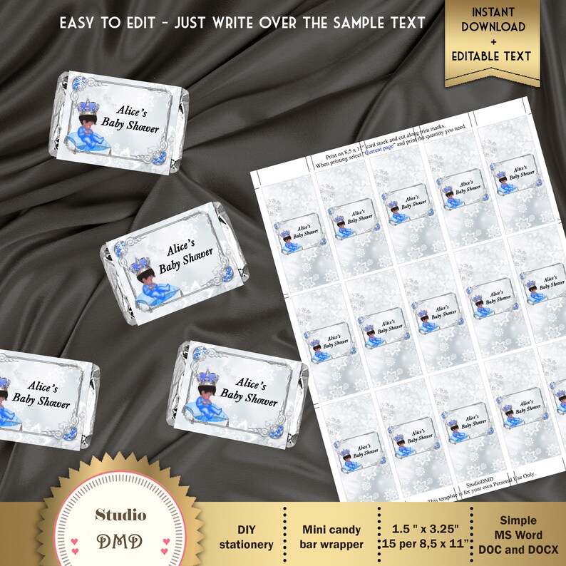 Printable Mini Candy Bar Wrapper Mini Hershey's - Etsy