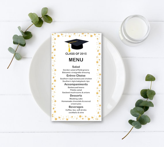 Modello Di Scheda Di Menu Stampabile Modello Di Menu Per La Etsy