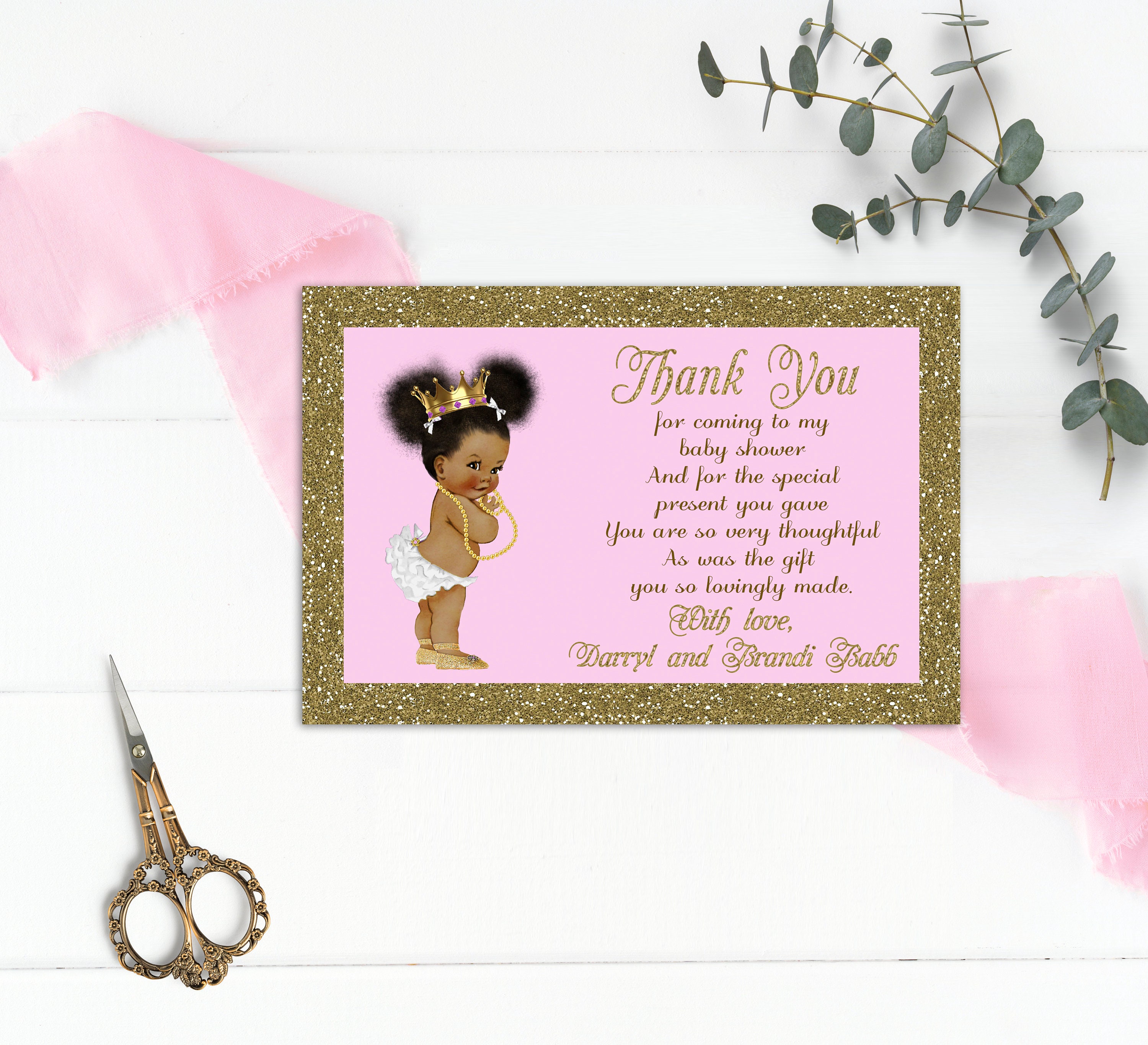 Printable Baby Shower Thank You Card Little Princess Royal Etsy