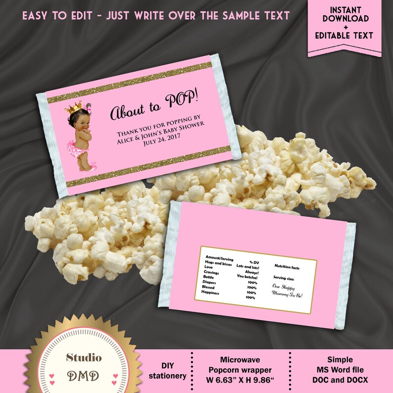 Printable Microwave Popcorn Wrapper Ready to Pop Little Etsy