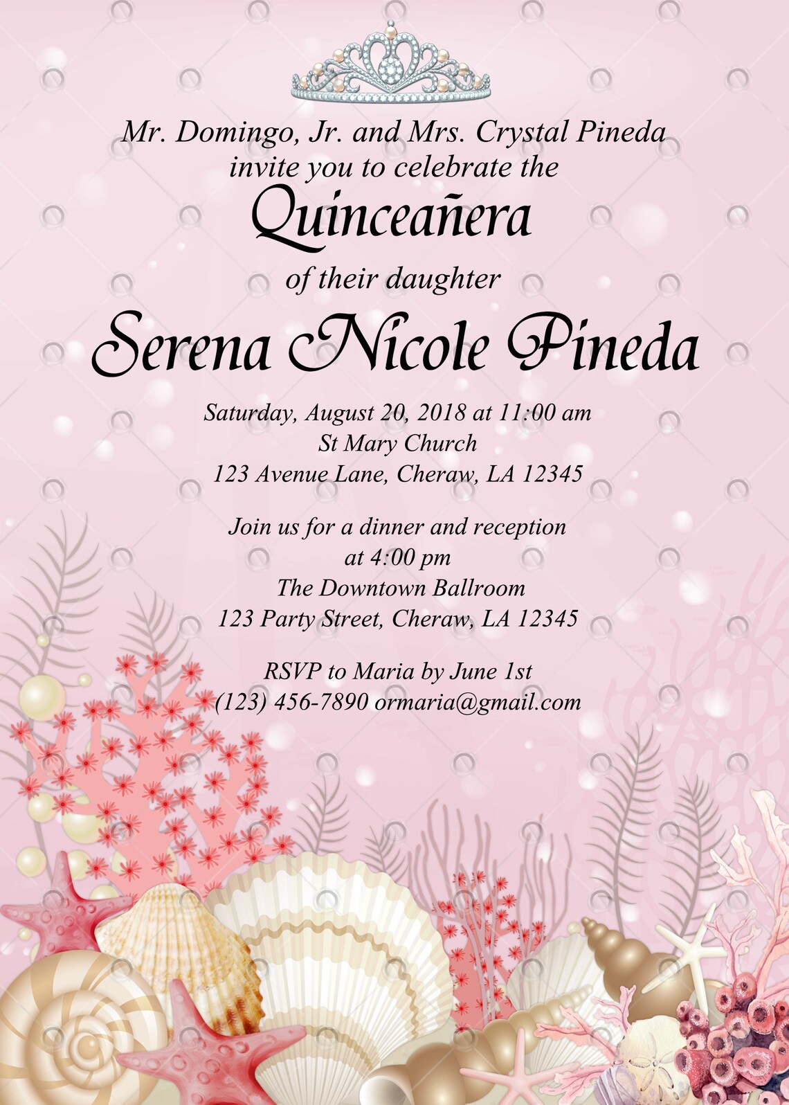 Quinceañera Invitation Under the Sea Invitation Birthday - Etsy