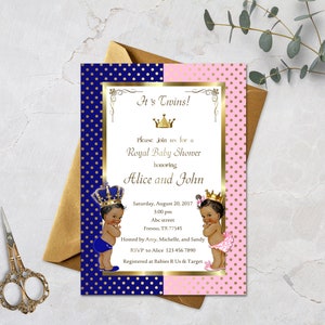 Printable Prince and Princess Baby Shower Invitation, Royal Baby Shower ...