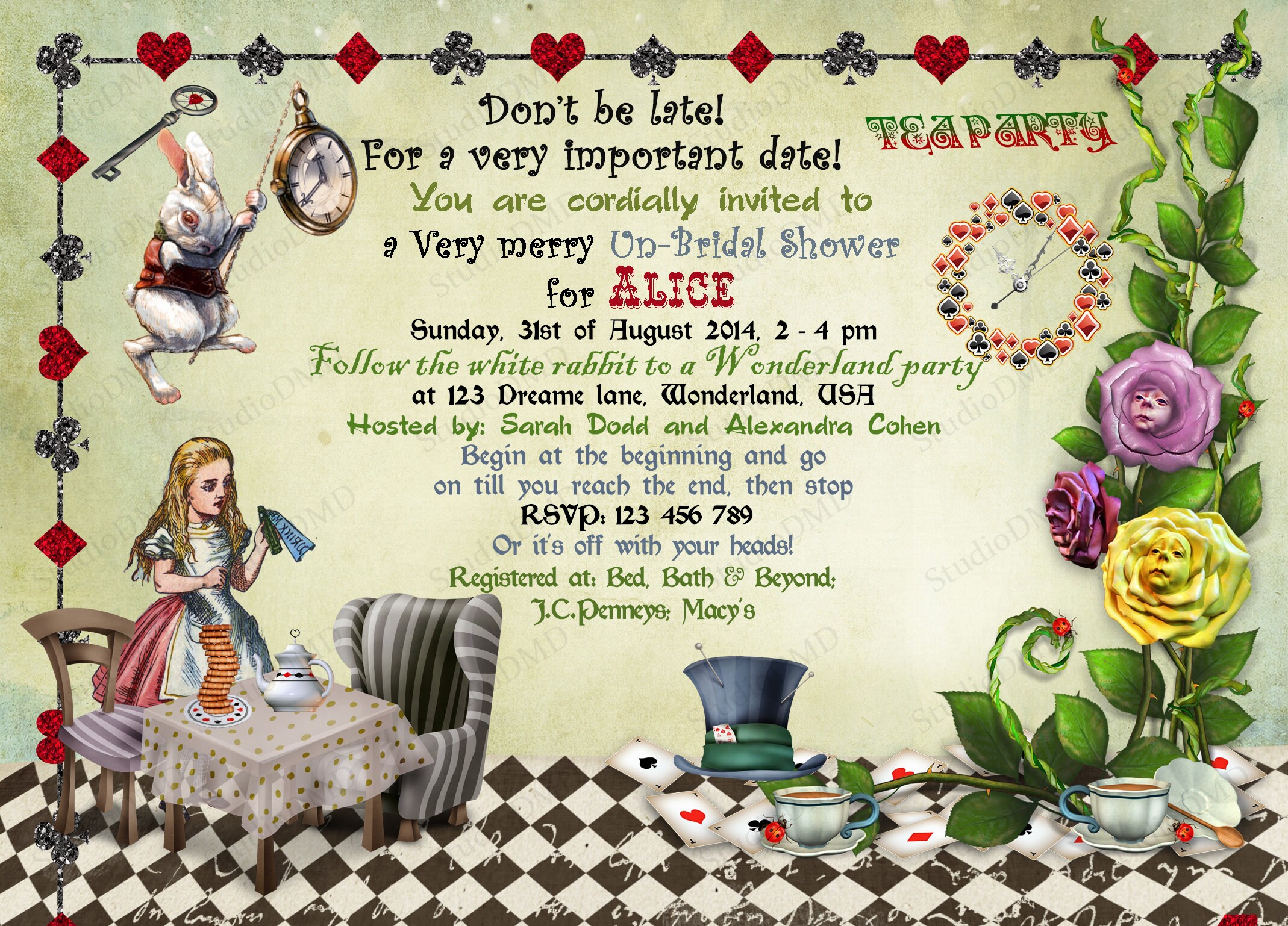 Alice in Wonderland Bridal Shower Invitation Wonderland Etsy