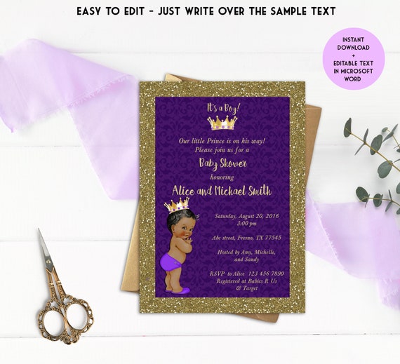 Royal Baby Shower Invitation, Little Prince, Prince Baby Boy.