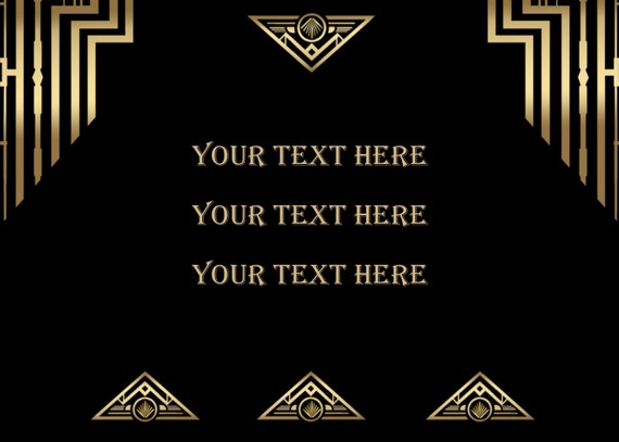 Great Gatsby Themed Happy Birthday Background for Party Decorations Black  Gold Line Border Props Adult Birthday Banner Supplies - AliExpress