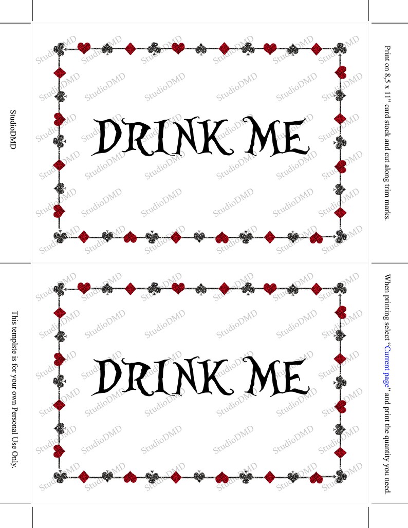 Alice in Wonderland Party Signs Open Me Eat Me Drink Me - Etsy