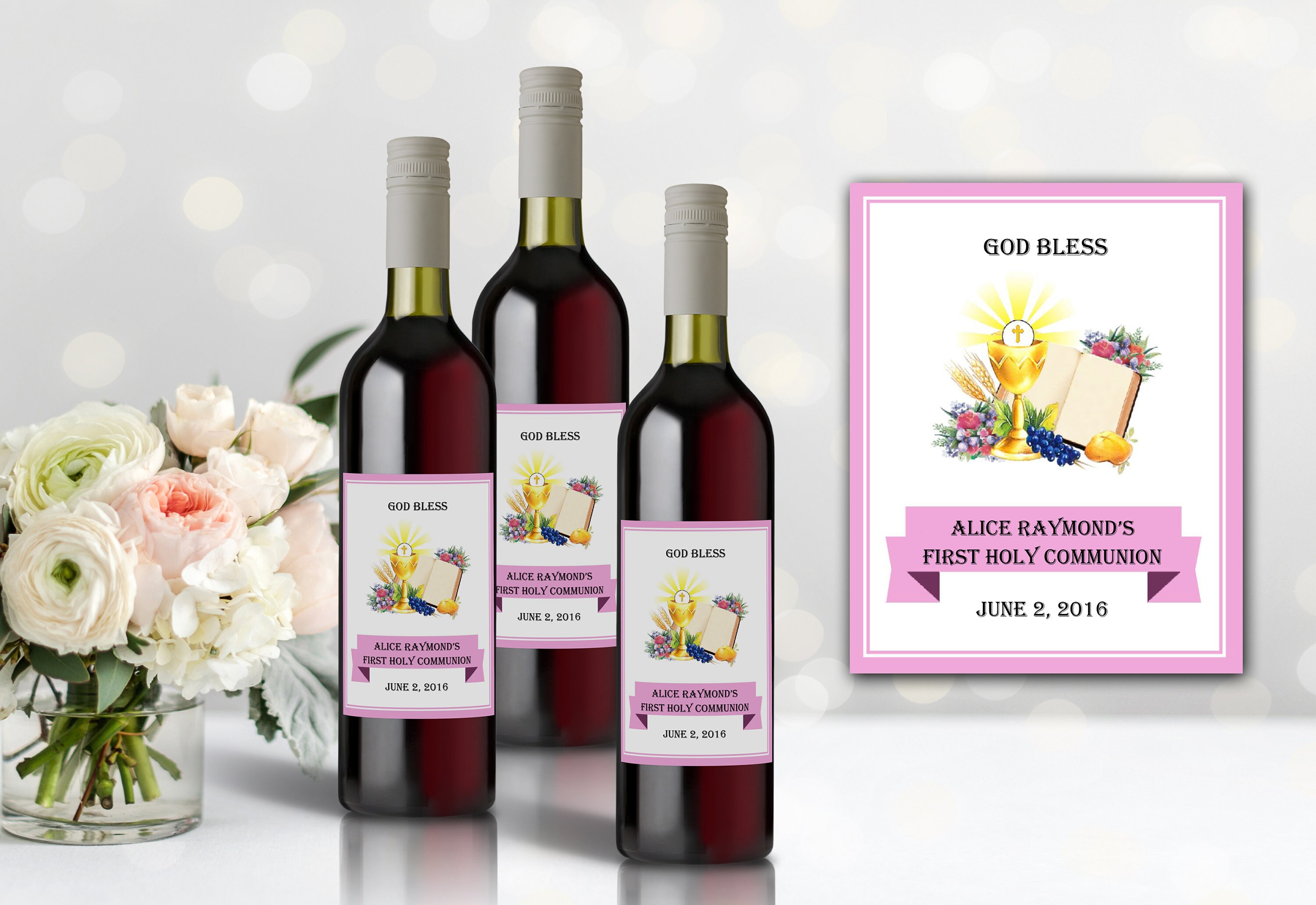 printable wine bottle labels personalized girls pink etsy