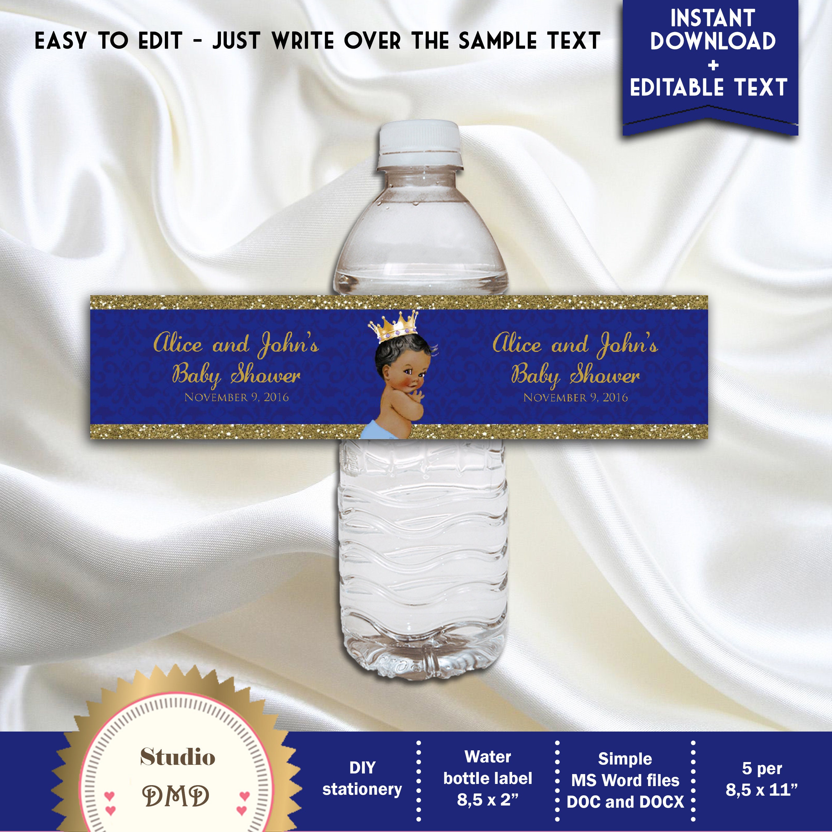 Printable Baby Shower Water Bottle Labels Little Prince Baby | Etsy