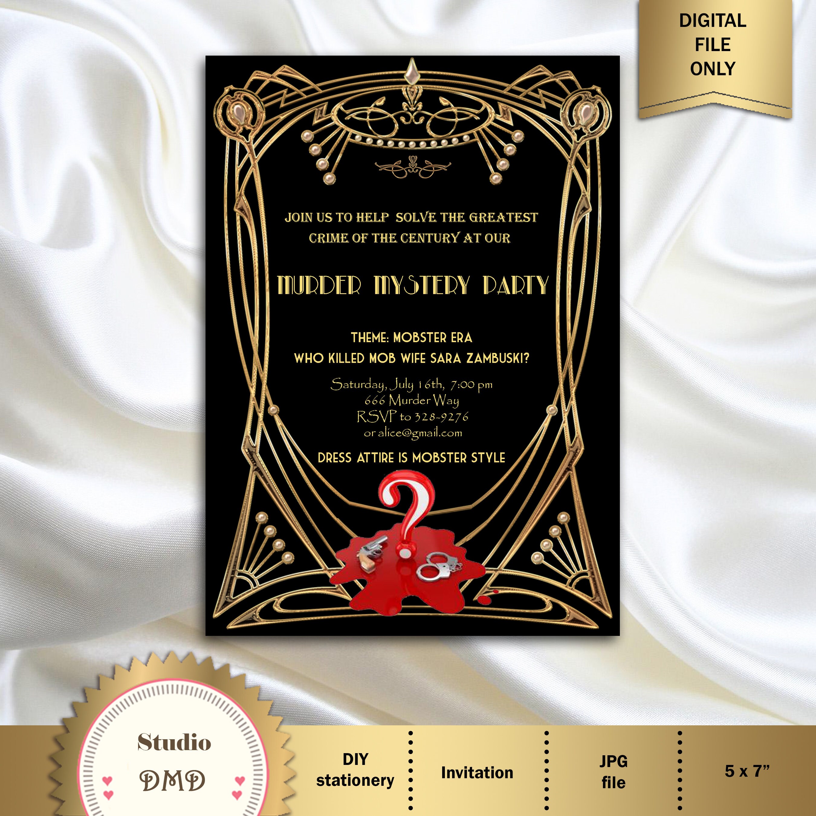 Murder Mystery Great Gatsby Inspired Party Invitation ...