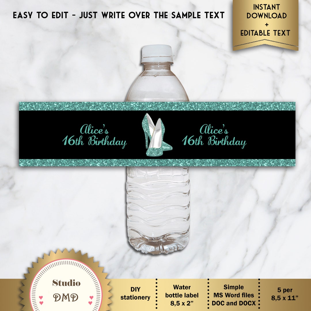 Golden Birthday Water Bottle Labels - Printable Golden Anniversary