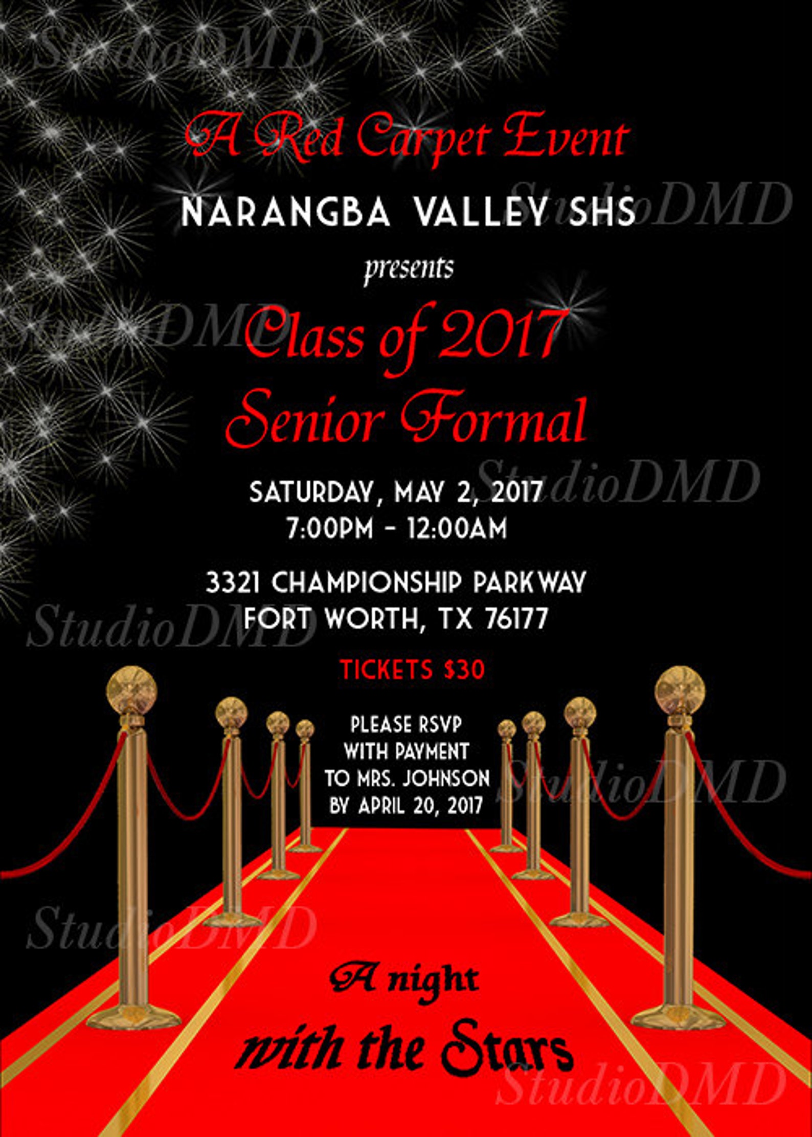 Printable Red Carpet Prom Invitation Red Carpet Affair Etsy