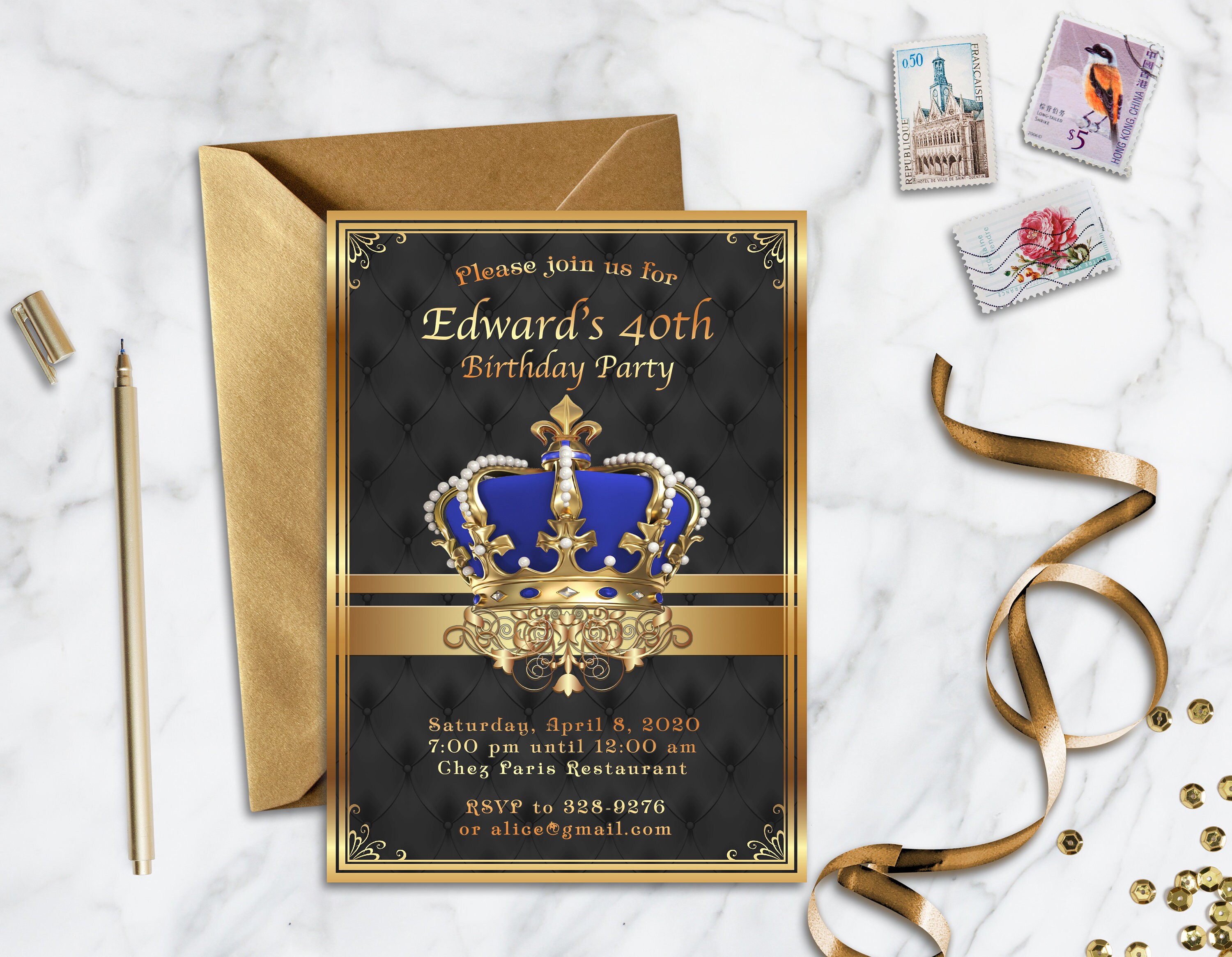  Royal Prince Birthday Invitation Scrolls with Crown