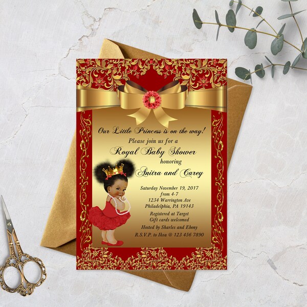Red Royal Baby Shower Invitation Etsy