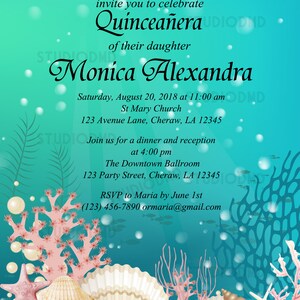 Quinceañera Invitation Under the Sea Invitation Birthday - Etsy