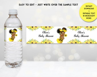 Printed OR Printable Sunflower Water Bottle Labels Sunflower - Etsy