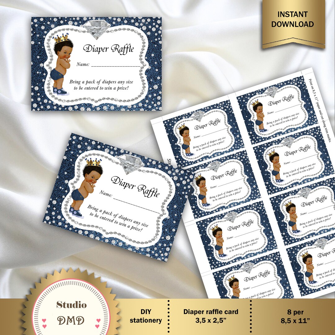 Printable Diaper Raffle Cards Denim and Diamonds Baby Shower - Etsy