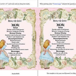 Printable Menu Card Template, Alice in Wonderland, Mad Hatter Tea Party ...