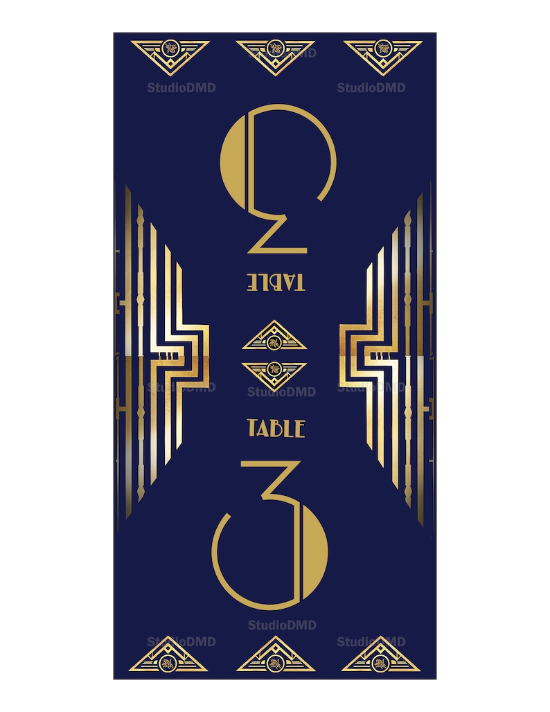 Great Gatsby Art Deco Table Cards 1 20 Table Numbers Table Etsy