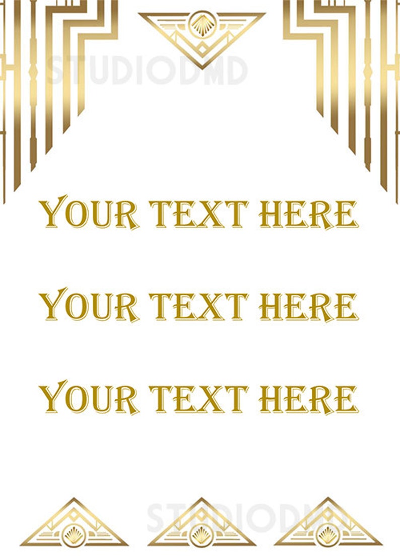 Microsoft Word Format 4 sizes Great Gatsby Style Art Deco Template EDITABLE TEXT DOWNLOAD Instantly Quote Birthday Sign GG06 Poster