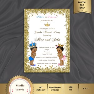 Printable Prince and Princess Baby Shower Invitation, Royal Baby Shower ...