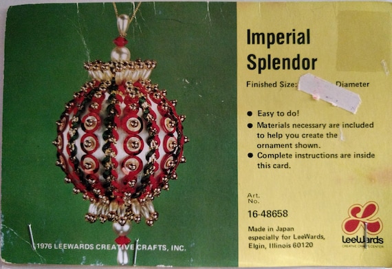 LeeWards IMPERIAL SPLENDOR Sequin Bead Christmas Ornament Kit Vintage NOS
