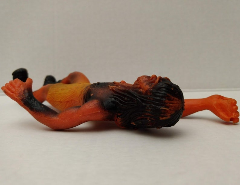 Vintage Vtg Rubber Caveman Jiggler Toy Figure Hong Kong Prehistoric Cave 60s Action 8