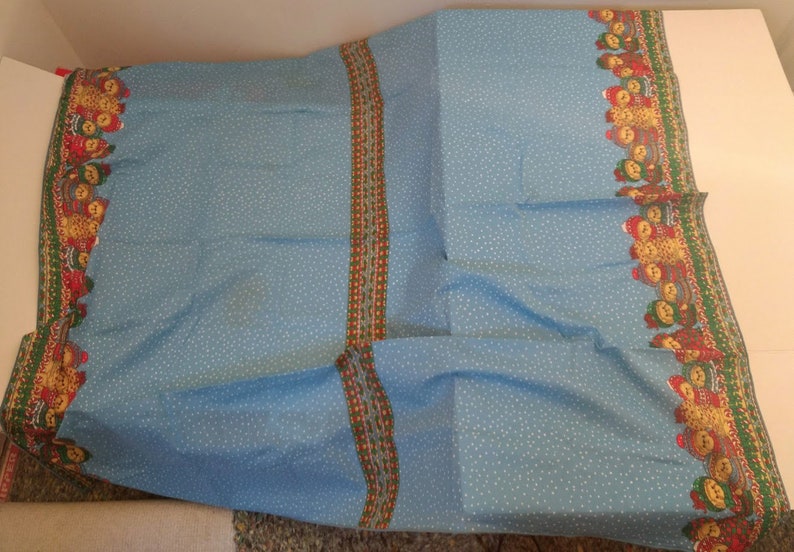Vintage Lucy Rigg Christmas Tablecloth Teddy Bear Book Cookies Candy Canes Snow Lot Rectangular Decor