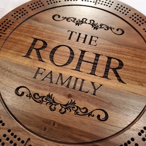 Personalized Cribbage Board, Custom Cribbage Board, Classical Design Engraved Cribbage Board, Board Game, Game Night, Wedding Gift, Engraved