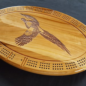 Personalized Cribbage Board, Custom Cribbage Board, Pheasant Cribbage, Engraved Cribbage Board, Board Game, Game Night, Wedding Gift, Animal
