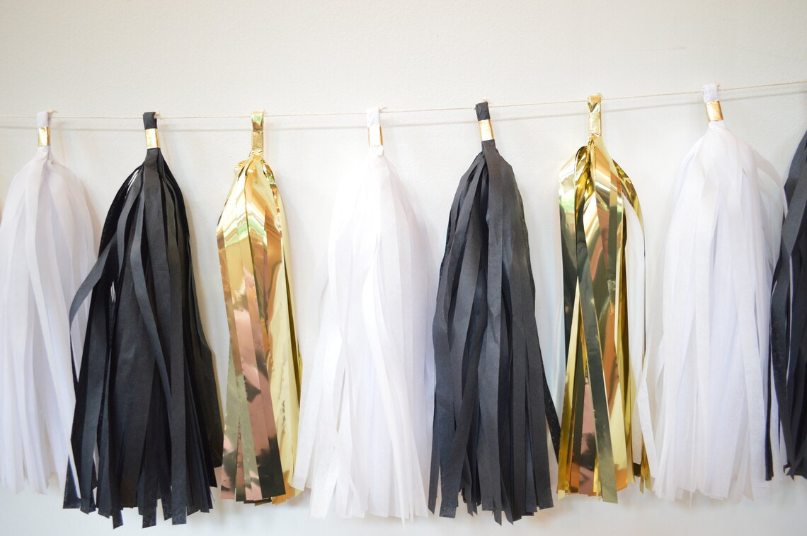 Graduation Tassel Garland Black Gold Tassels Graduation Etsy