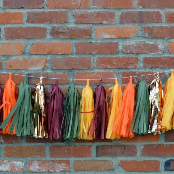 Fall Tissue Tassel Garland, Fall Harvest decorations, Harvest decorations, pumpkin, Thanksgiving Banner, Fall tassel garland, Fall Mantel