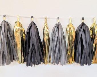 Vegas Golden Knights Party Tassel Garland: Black, Gold, and Gray
