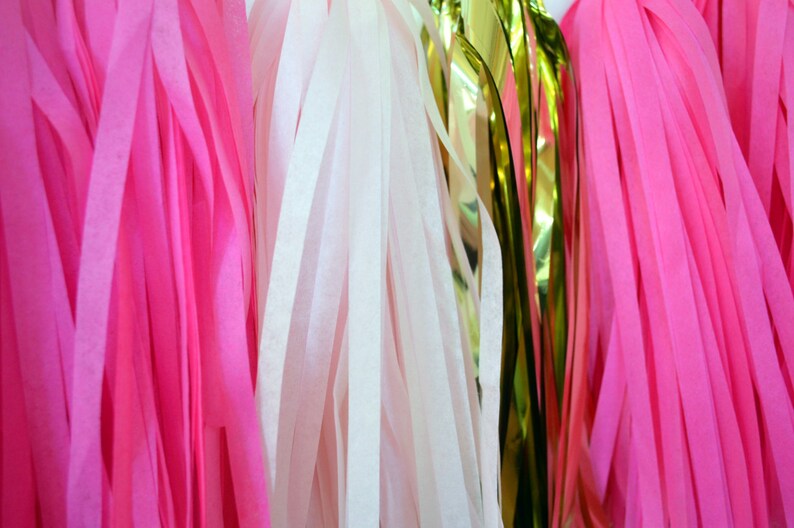 Hot Pink Valentine Tassel Garland Neon Pink and Gold Garland Etsy
