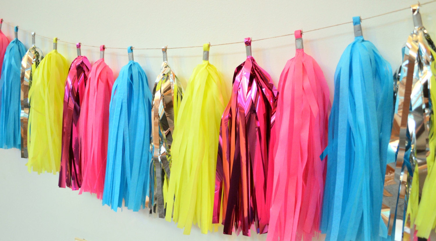 Bright Neon Tassel Garland Neon Tassel Garland Bright Pink Etsy