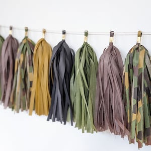 camouflage tassel banner, camo tassels, military theme party, army theme party, camo party, military birthday, hunter party, mess hall image 6
