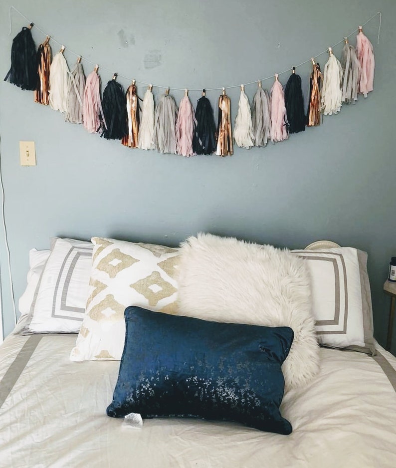 Dorm room wall decor rose gold tassel garland dorm room Etsy