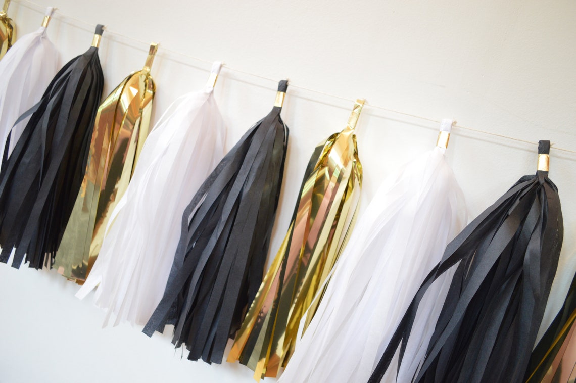 Graduation Tassel Garland Black Gold Tassels Graduation Etsy
