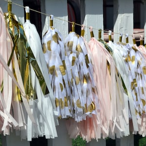 Baby Girl Shower tassels - Girl Nursery Decor - Pink and Gold Nursery Garland - Tassel Garland - Girl Gender Reveal Banner