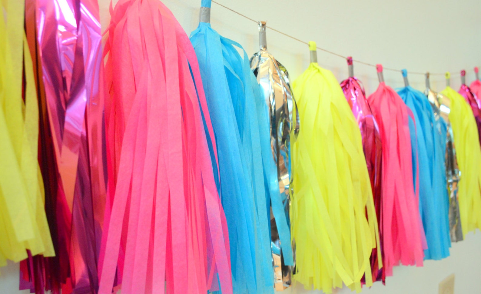 Bright Neon Tassel Garland Neon Tassel Garland Bright Pink Etsy