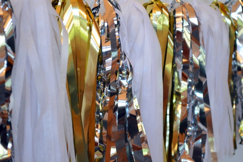 congratulations wedding decor new years decor grad party gold silver white tassel garland new years eve party