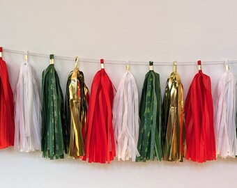 Christmas tree tassel garland, oh christmas tree, christmas tissue tassel garland, christmas tree banner