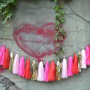 Valentine banner - Galentine party decoration - Valentine Tassel Garland - Valentine decoration - Galentine tassel banner