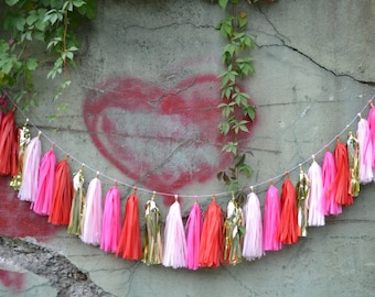 Valentine banner - Galentine party decoration - Valentine Tassel Garland - Valentine decoration - Galentine tassel banner